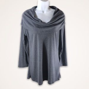 FASHION LOVE Sweater Womens XL Gray Cold Shoulder Long 3/4 Sleeve Flowy Top